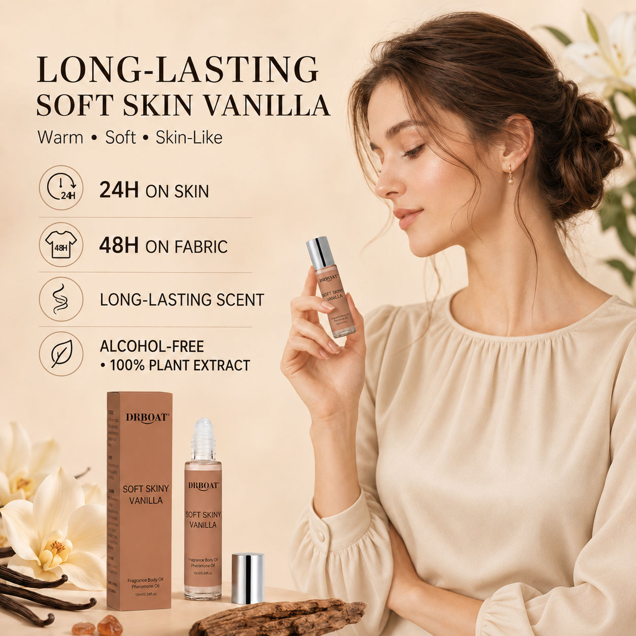 Perfume Fragrance Vanilla - Women Roll On Fragrance Oil, Soft